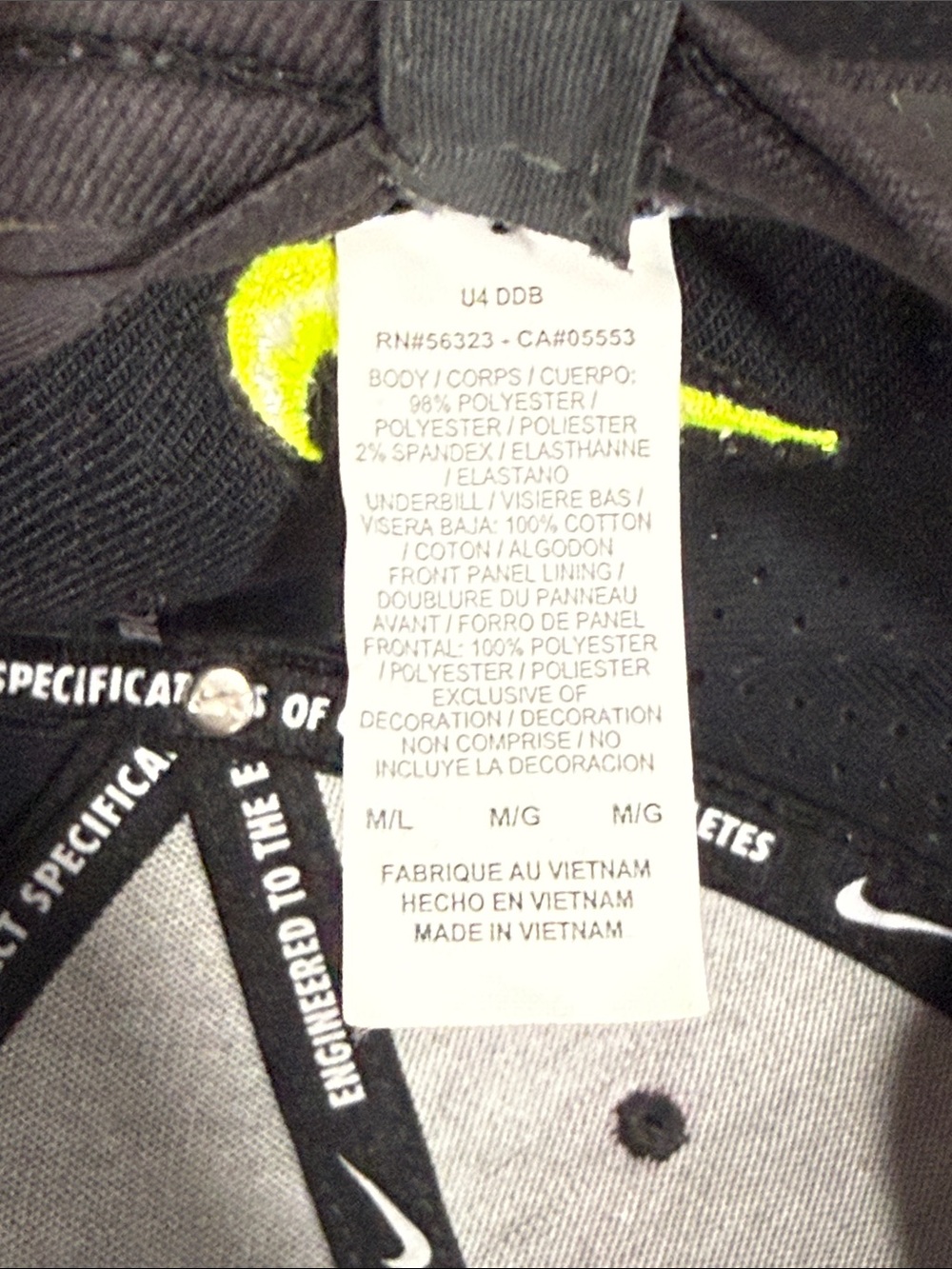 Nike True Vapor Fitted Dri-Fit Black Embroidered Cap with Grey "BSBL" Logo M/L - Picture 12 of 12